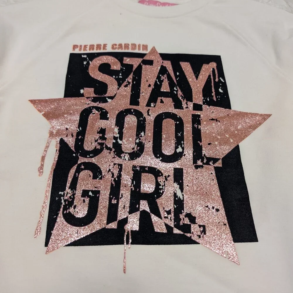 Solid White Girls Sweatshirt Casual Crew Neck Loopknit Long sleeve Size:5T NWOT - Picture 3 of 6